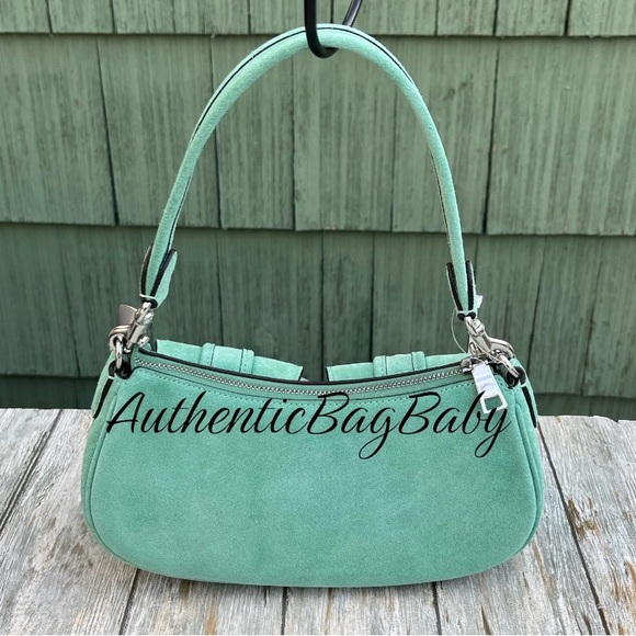 Coach Ashton Shoulder Bag In Mint Green Suede Crossbody Purse - Picture 2 of 9